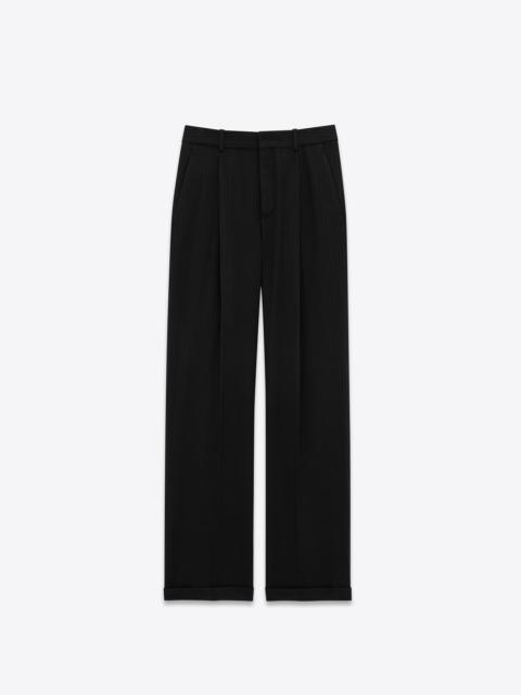 SAINT LAURENT 90's pants in striped wool and cashmere flannel
