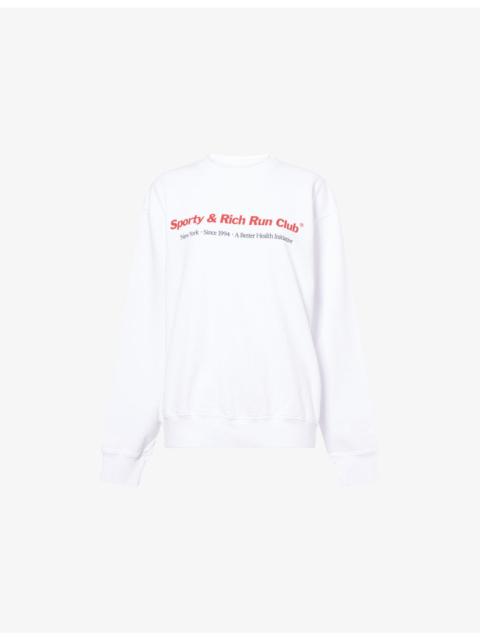 Sporty & Rich Duty Run Club Crewneck Cotton Sweatshirt