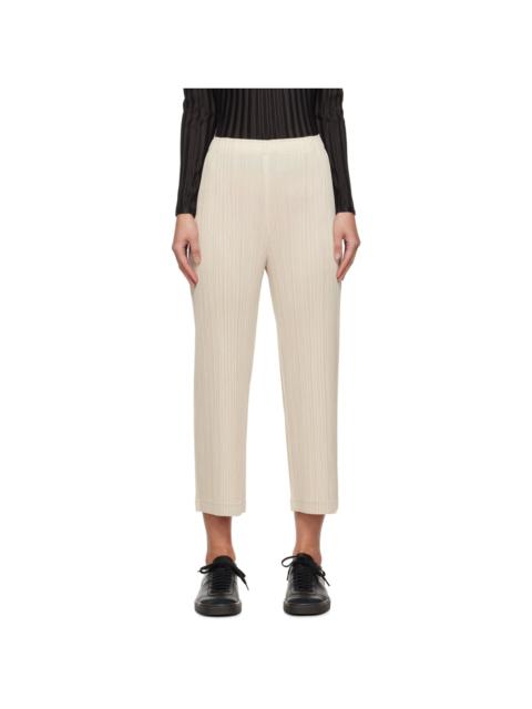 Pleats Please Issey Miyake Off-White Thicker Bottoms 1 Trousers