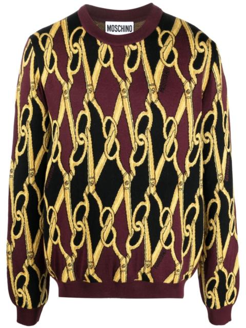 Moschino abstract-print virgin-wool jumper