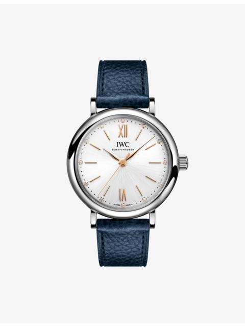 IWC Schaffhausen Portofino Stainless-Steel and Leather Automatic 34mm