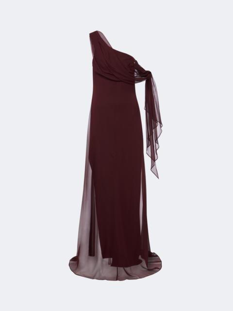 THE SEI Draped silk chiffon one-shoulder gown