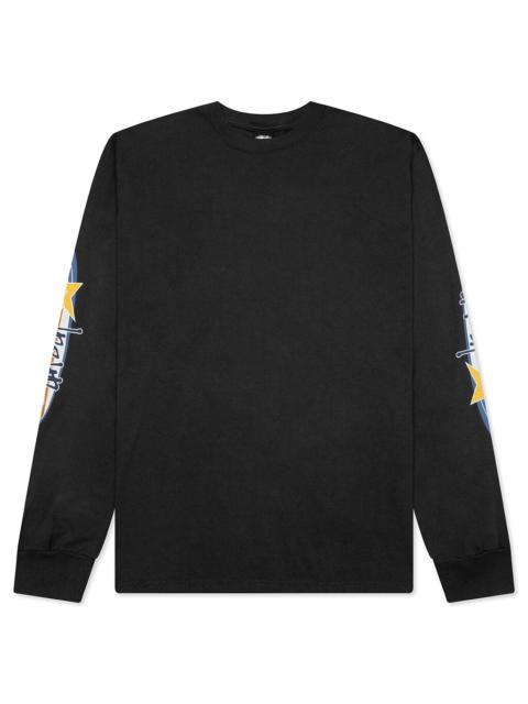 Stüssy TWO STAR PIGMENT DYED L/S TEE - FADED BLACK