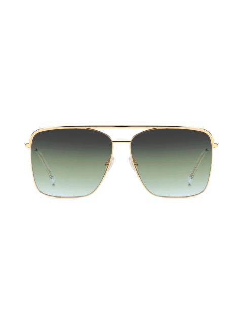 Isabel Marant Wild Metal 62mm Gradient Oversize Rectangular Sunglasses in Rose Gold/Grey Green