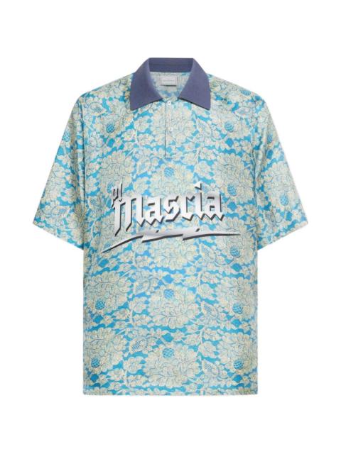 Pierre-Louis Mascia Aloe floral aloe silk polo shirt