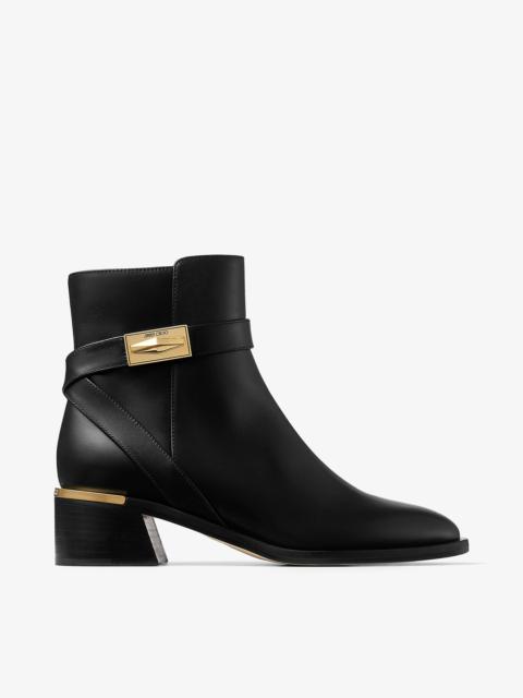 JIMMY CHOO Diantha 45
Black Calf Leather Ankle Boots with Diamond Hardware