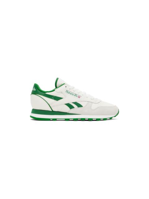 Reebok Off-White & Green Classic Leather 1983 Vintage Sneakers