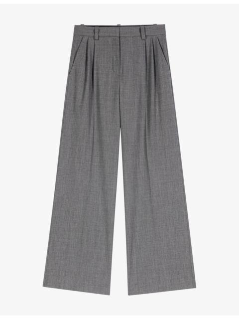 maje Wide-Leg High-Rise Woven Trousers