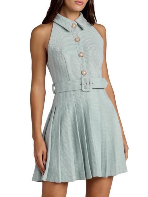 MAC DUGGAL Women's Bouclé Pleated Button-Front Minidress - Sage