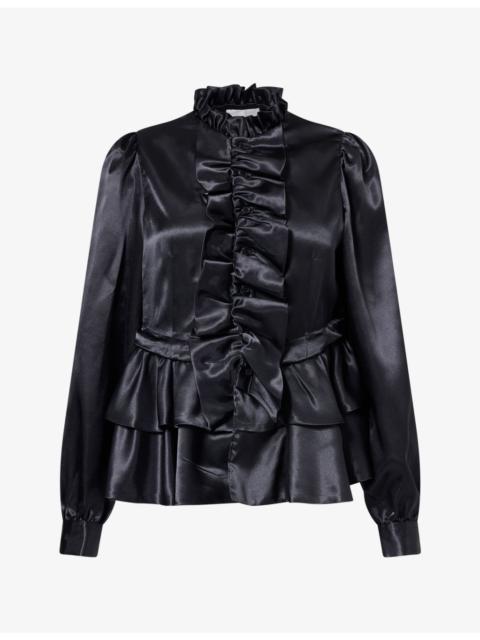 Noir Kei Ninomiya Ruffled Peplum Satin Shirt