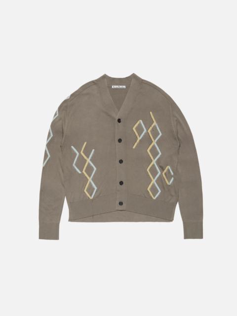 Acne Studios Argyle knit cardigan - Taupe Brown