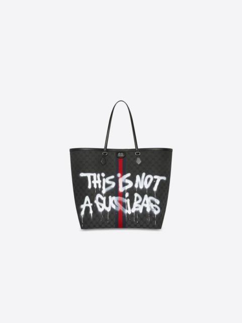 BALENCIAGA Men's Hacker Graffiti Large Tote Bag In Jacquard Canvas in Black