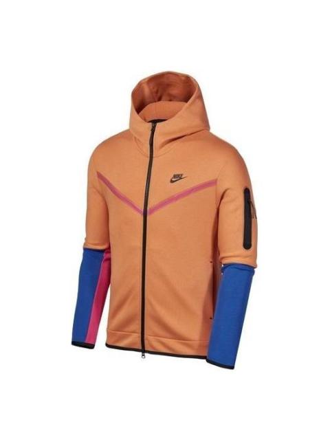 Nike color block tech fleece zipped hooded jacket 'orange' CU4490-808