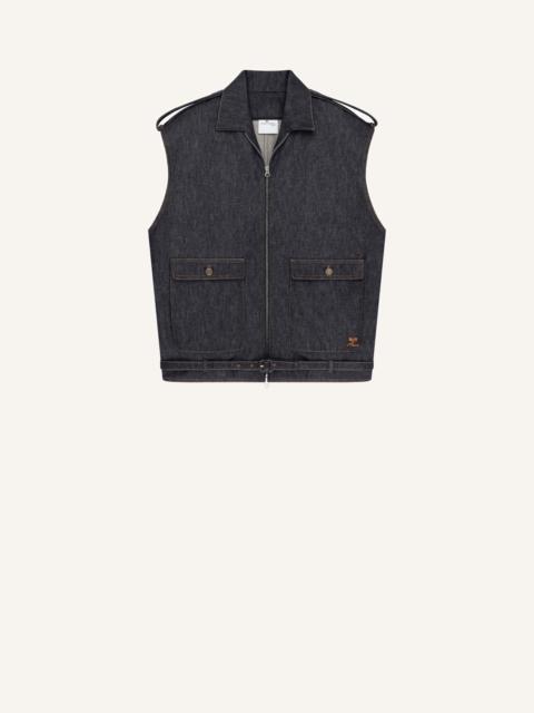 courrèges SLEEVELESS DENIM BOMBER JACKET