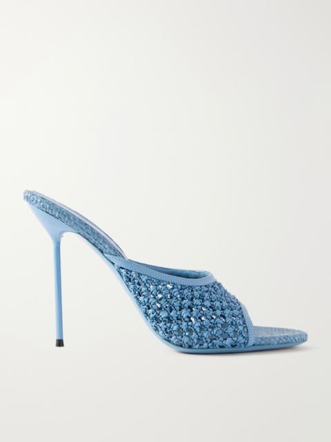 PARIS TEXAS Lidia 105 leather-trimmed straw sandals Blue