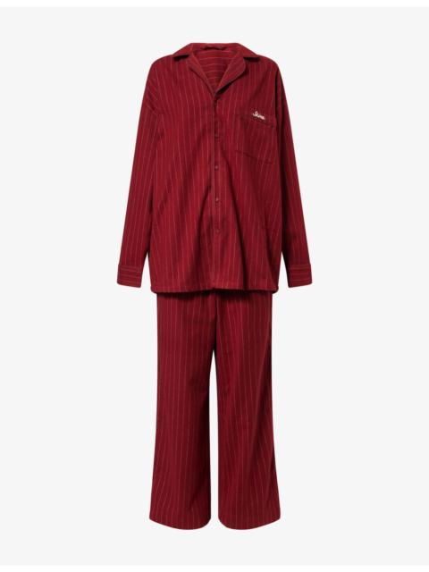 SKIMS Striped Flannel Cotton Sleep Set