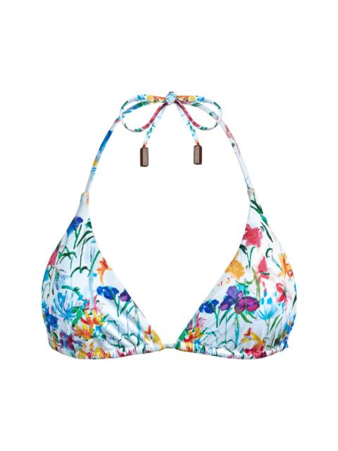 Vilebrequin Women's Happy Flowers String Bikini Top - Blanc