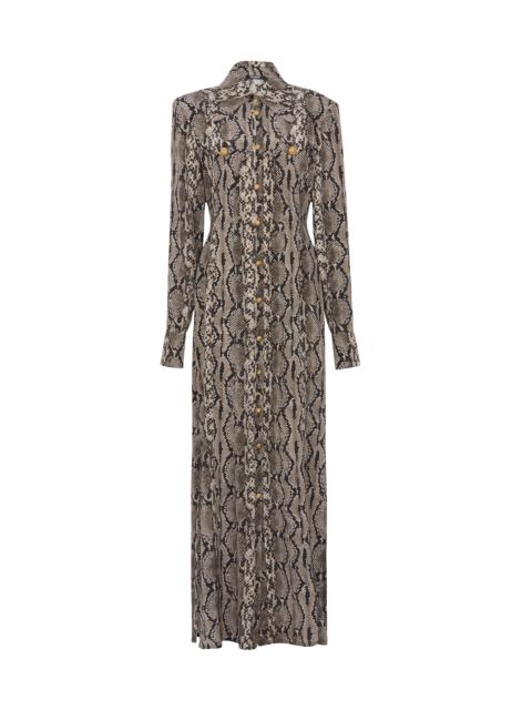 Balmain Snakeskin silk shirt dress