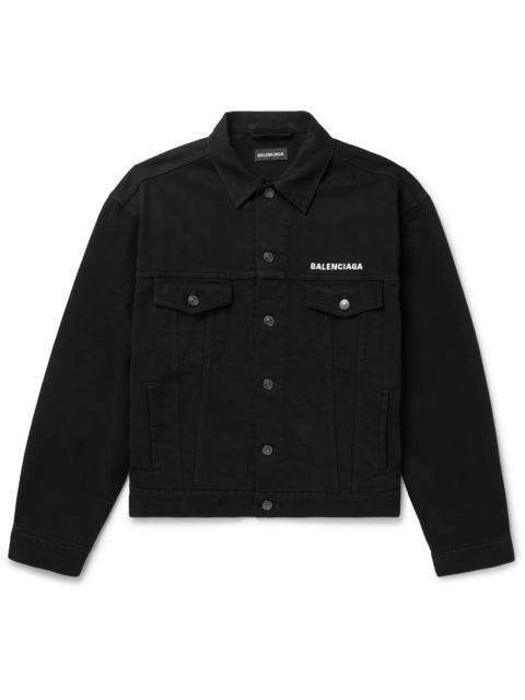BALENCIAGA Logo-Embroidered Denim Jacket