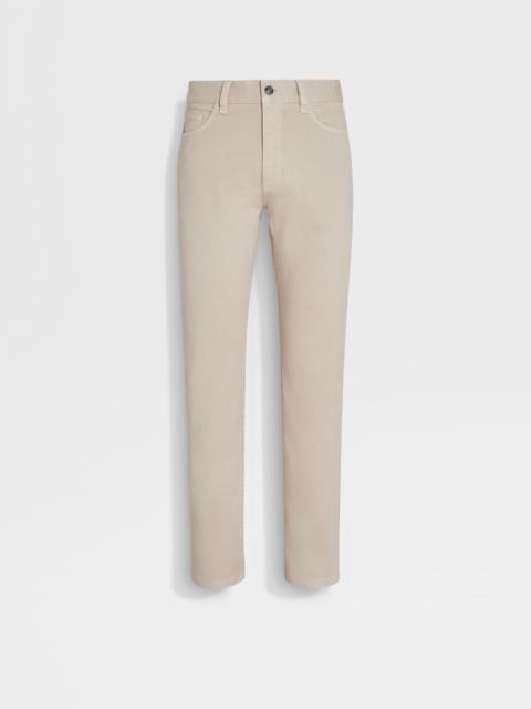 ZEGNA LIGHT BEIGE STRETCH COTTON ROCCIA JEANS