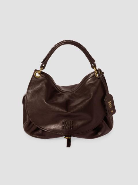 Miu Miu Women's Leather Hobo Bag - Dark Brown
