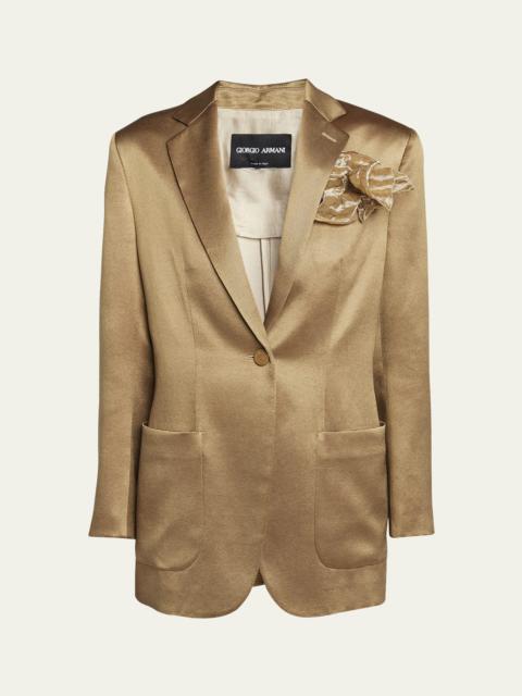 GIORGIO ARMANI Ottoman Silk Single-Breasted Blazer