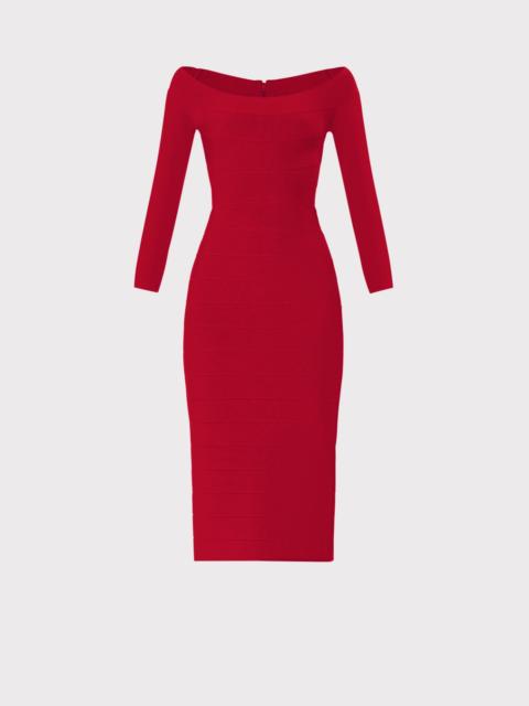 HERVE LEGER ICON SCOOP NECK MIDI DRESS