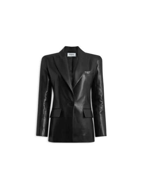 Balmain Structured-shoulder lambskin jacket