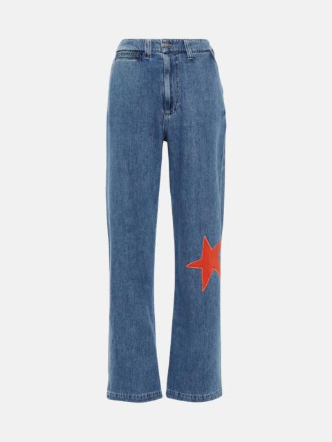 Marni star-appliqué wide-leg jeans
