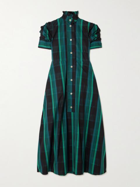 Thierry Colson Venetia Ruffled Gathered Checked Cotton-poplin Midi Dress
