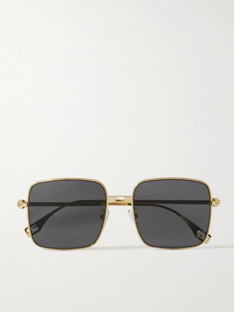FENDI Baguette Square-frame Gold-tone Sunglasses