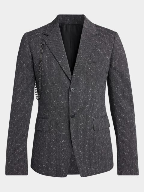 Alexander McQueen Men's Wool Flecked Pinstripe Harness Single-Breasted Blazer