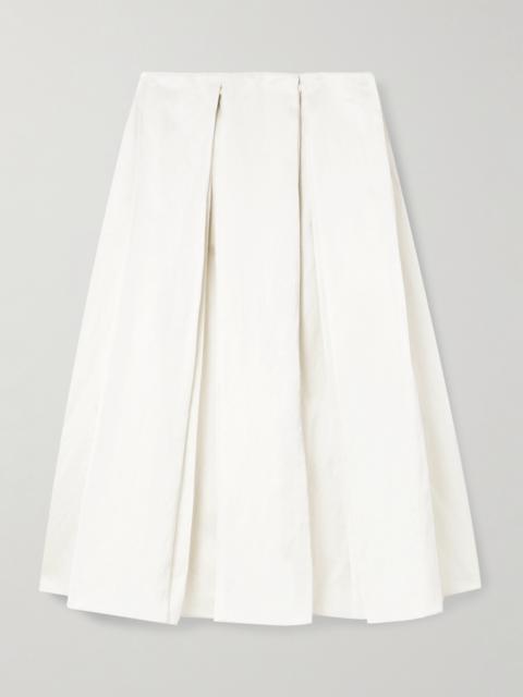 ABADIA Elodie Pleated Dupioni Midi Skirt