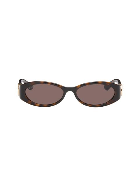 GUCCI Brown Oval Frame Sunglasses