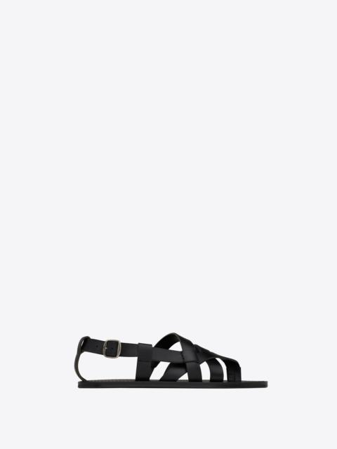 SAINT LAURENT culver flat sandals in smooth leather