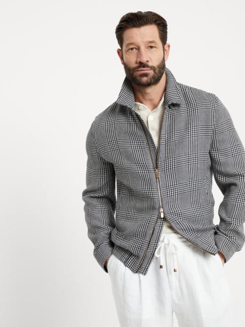 Linen, silk, wool and cotton Prince of Wales outerwear jacket