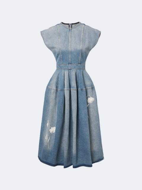 Erdem Floral-appliqué denim midi skirt
