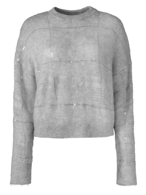 Brunello Cucinelli Long Sleeve Plaid Embroiered Sweater