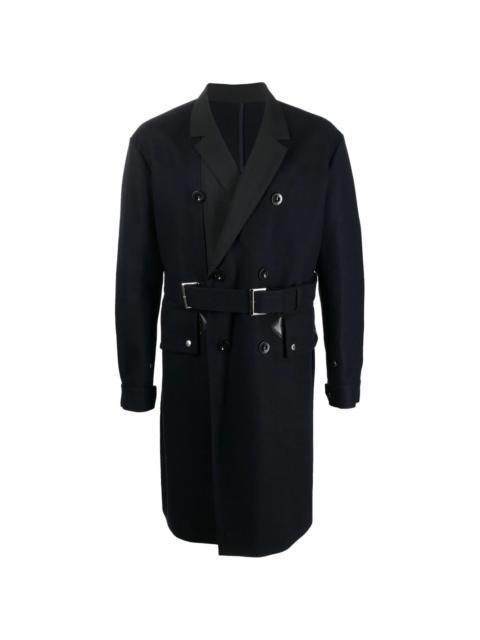 sacai belted double-breasted wool coat