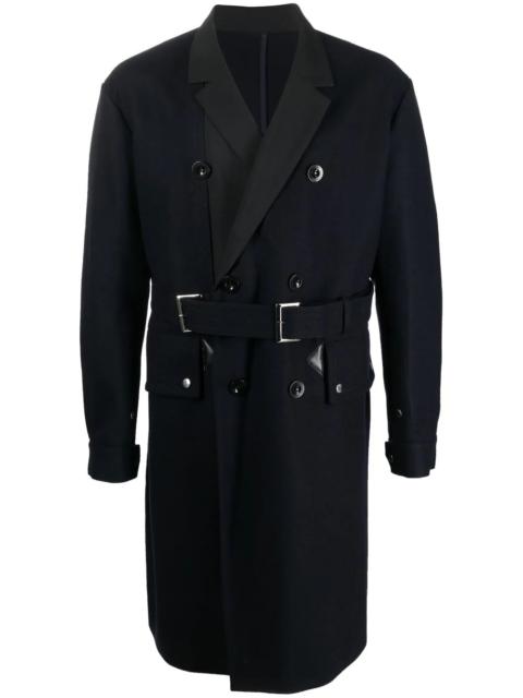 belted double-breasted wool coat