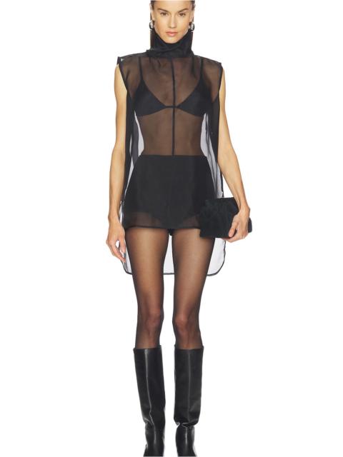 AEXAE Silk Organza Roll Neck Top