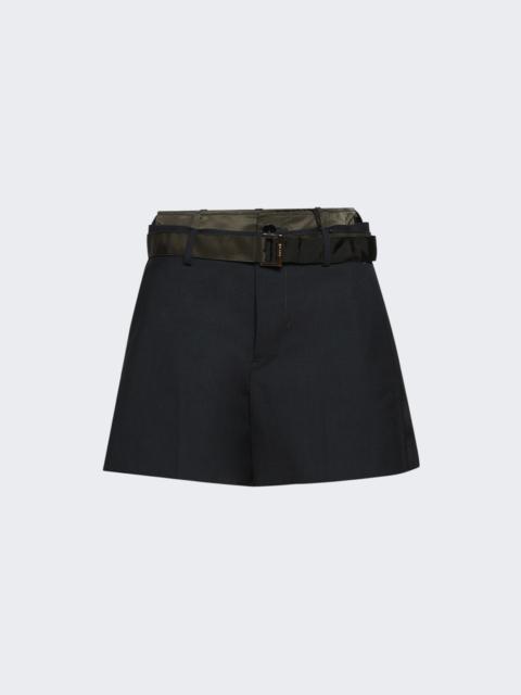 sacai Suiting X Nylon Twill Shorts Grey And Khaki