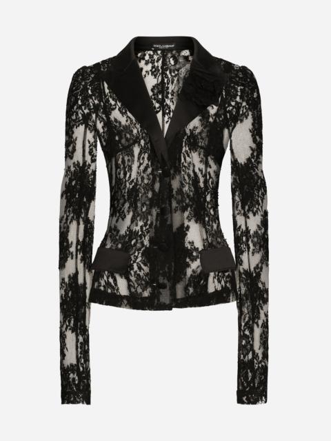 Floral lace jacket with satin details