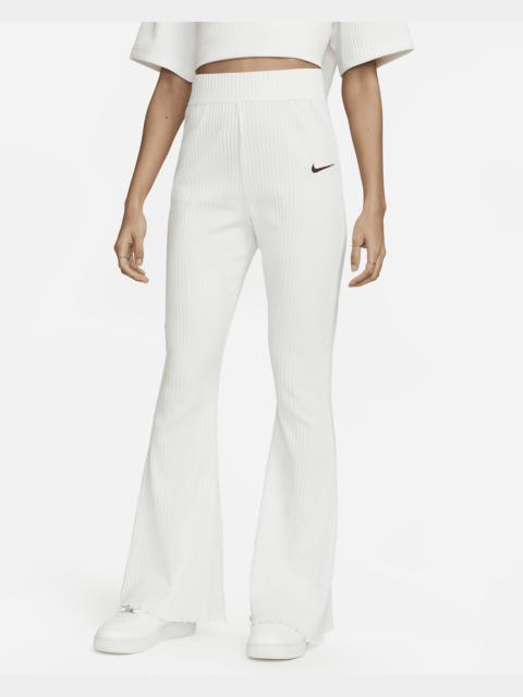 Women's Nike Sportswear High-Waisted Ribbed Jersey Flared Pants