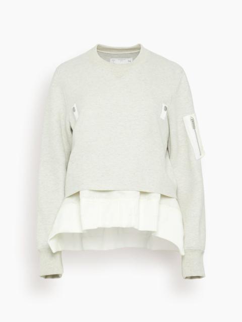 sacai Sponge Sweat Nylon Twill Pullover in Ecru/Off White