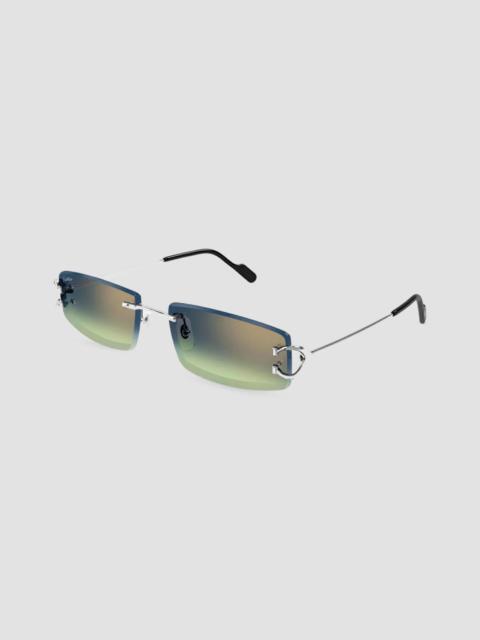 Cartier Men's Motifs De Ct0465S Rimless Rectangular Sunglasses - Silver