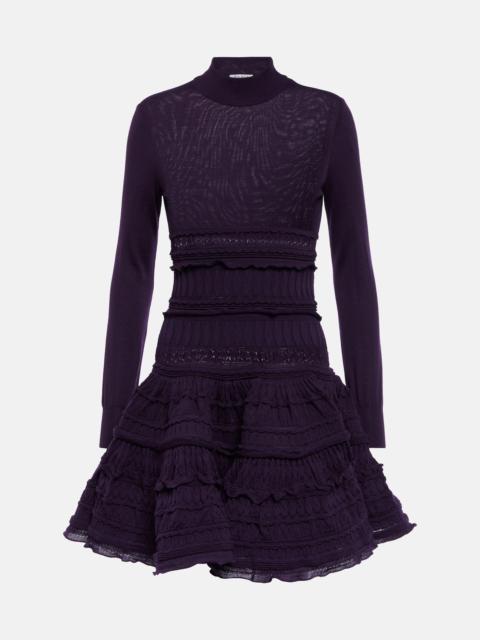 Ruffle virgin wool minidress