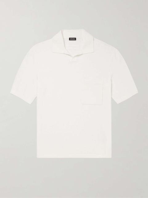 Knitted Cotton-Blend Polo Shirt