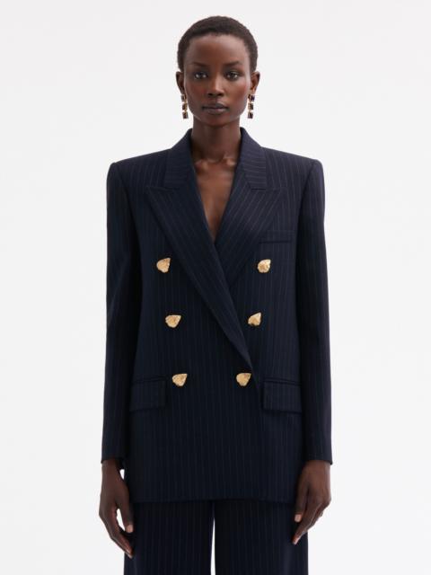 Oscar de la Renta PINSTRIPED DOUBLE-BREASTED JACKET