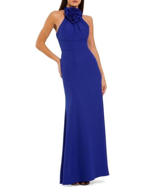 MAC DUGGAL Women's Rosette Sleeveless Crepe Column Gown - Cobalt